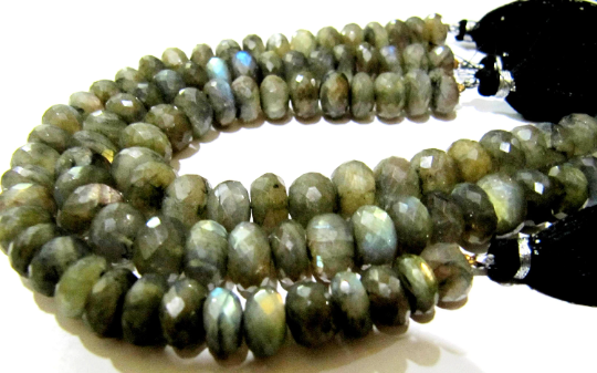 Natural Labradorite Rondelle Faceted 8-12mm Beads Strands 8 Inch Long