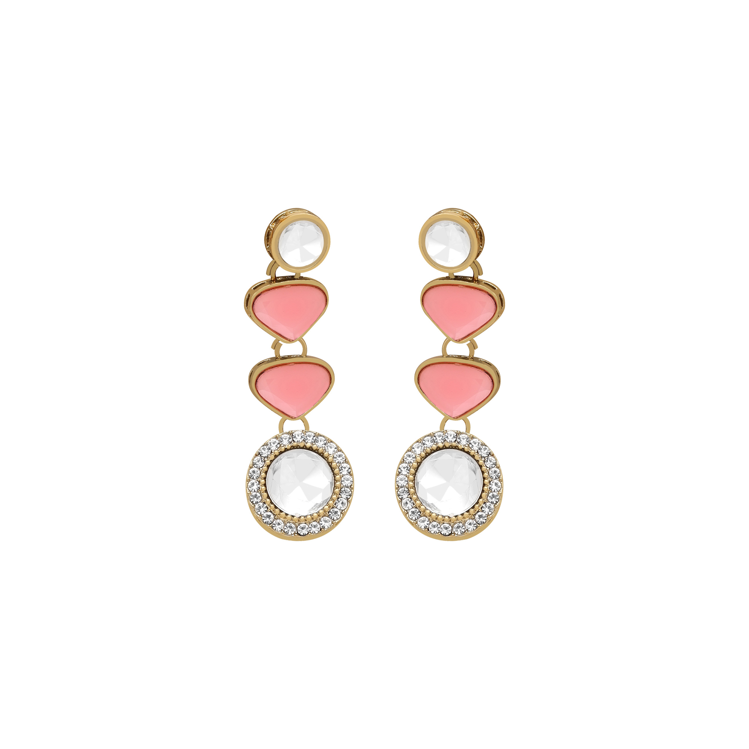 Classic Grace Mehandi Plated Kundan Choker Necklace Set - Alloy, 28 Cm Length, Peach Color | Includes Earring, Maangtikka, Adjustable Ring, Ideal For Women's Special Occasions
