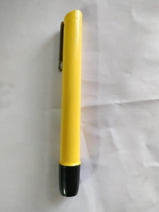 Led Pocket Flashlight - Plastic, 5x13x4 Cm, Silver And Yellow | Lightweight Design, Battery Powered, Up To 5 Hours Runtime
