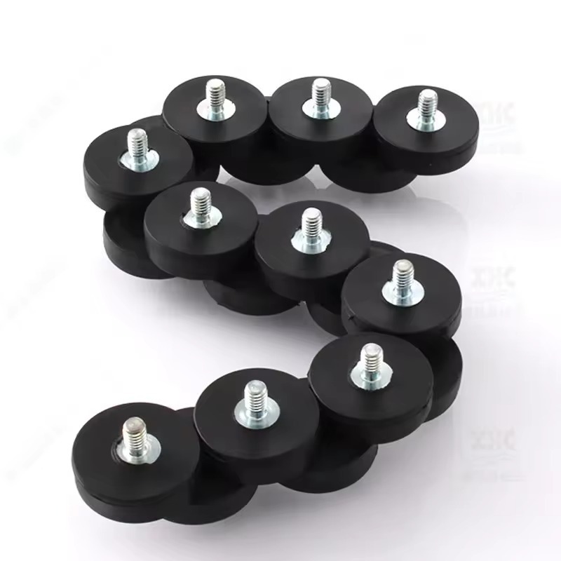 Rubber Coated Magnets Rare Earth Neodymium Pot Magnets - Color: Black & Silver