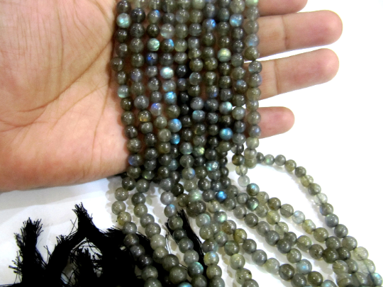 Natural Genuine Labradorite Round Shape Plain Beads 5 To 7mm Strand 14''long