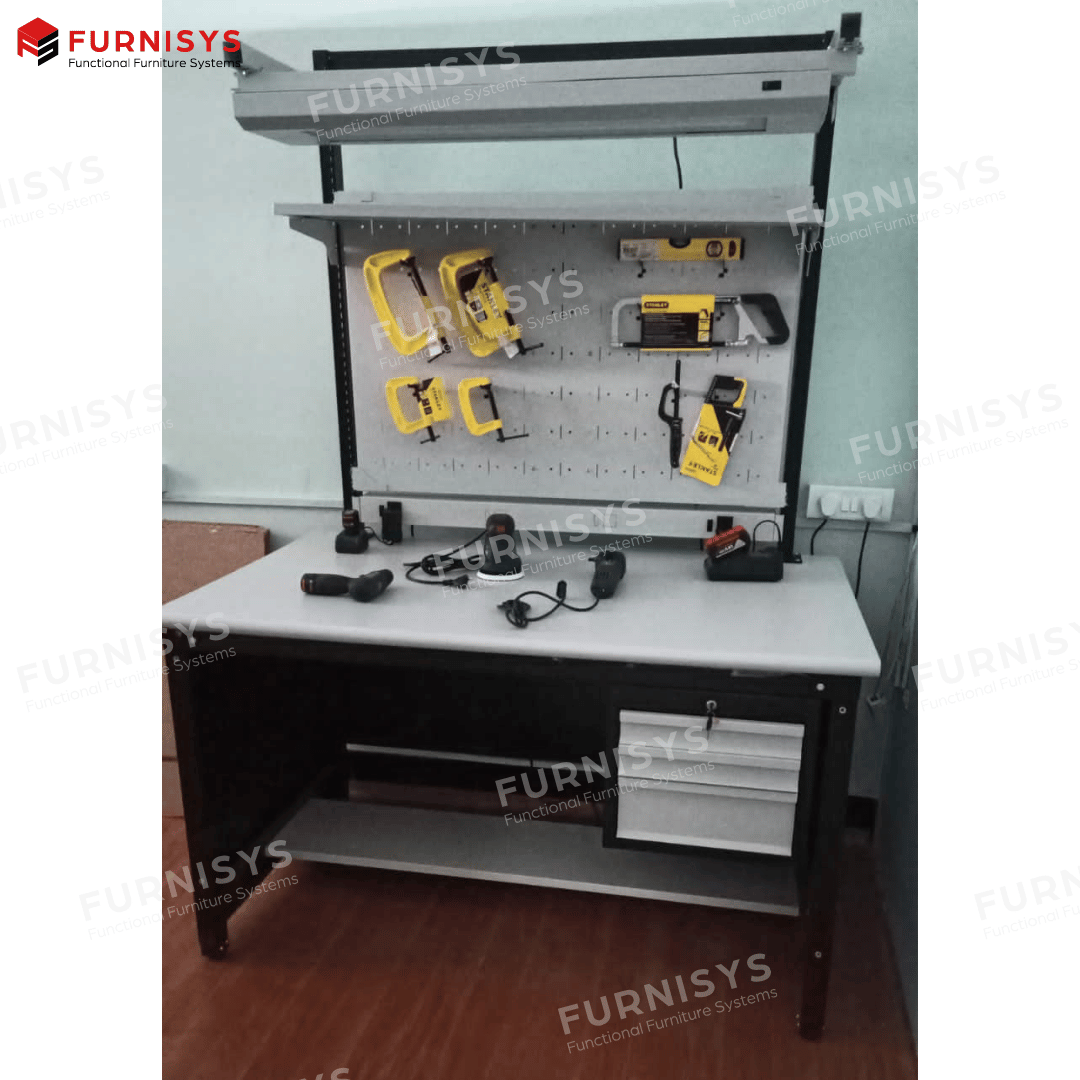 Industrial Work Benches - Mild Steel, 3-5 Feet Height, 5-8 Feet Width, Blue Color | Industrial Use, 50-450 Kg Loading Capacity