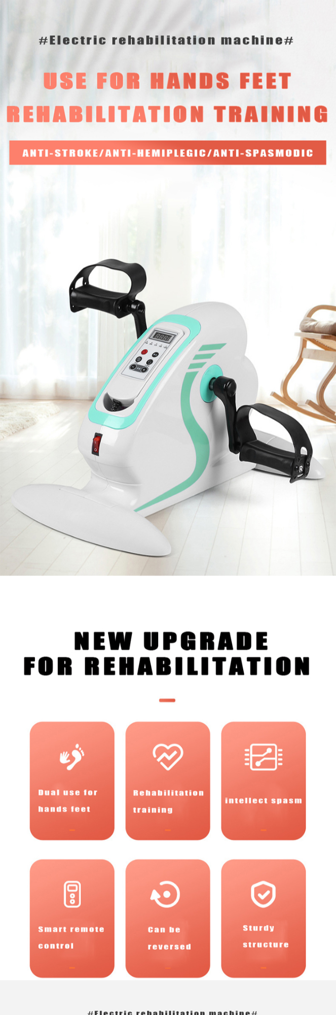 Electric Therapy Machine Motorized Rehab Cycle Electric Mini Exercise Bike Motorized Home
