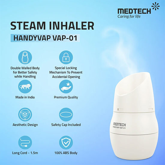 Steam Inhaler Handyvap - 100% Abs 1.5 M Long Cord 220 Vac 50hz | Portable Design Double-walled Body Safety Locking Cap