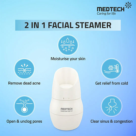 Steam Inhaler Handyvap - 100% Abs 1.5 M Long Cord 220 Vac 50hz | Portable Design Double-walled Body Safety Locking Cap