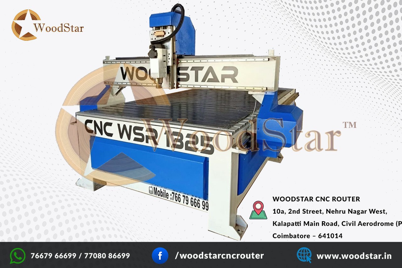Wsr 1325s Cnc Router Machine - 1300 X 2500 X 200 Mm, 5 Kw Air Cooled Spindle, 220 V, 45000 Rpm, 9.0 Hp, 1200 Kg Weight, Automatic Operation, Rich Auto A11 Control System, 12,000+ Designs Included