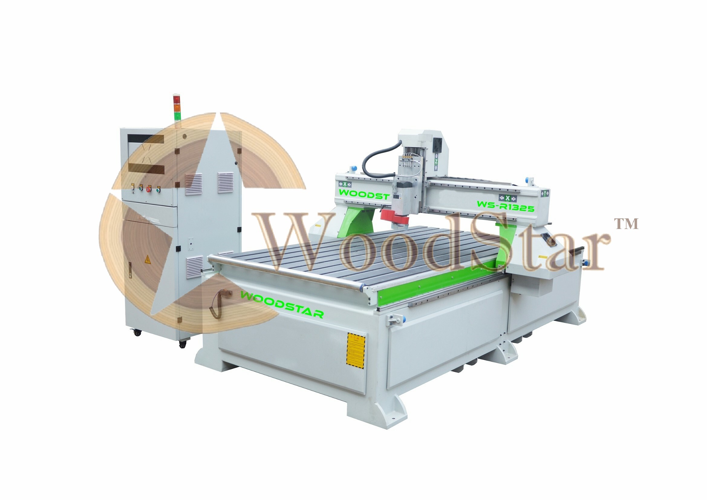 Wsr 1325s Cnc Router Machine - 1300 X 2500 X 200 Mm, 5 Kw Air Cooled Spindle, 220 V, 45000 Rpm, 9.0 Hp, 1200 Kg Weight, Automatic Operation, Rich Auto A11 Control System, 12,000+ Designs Included