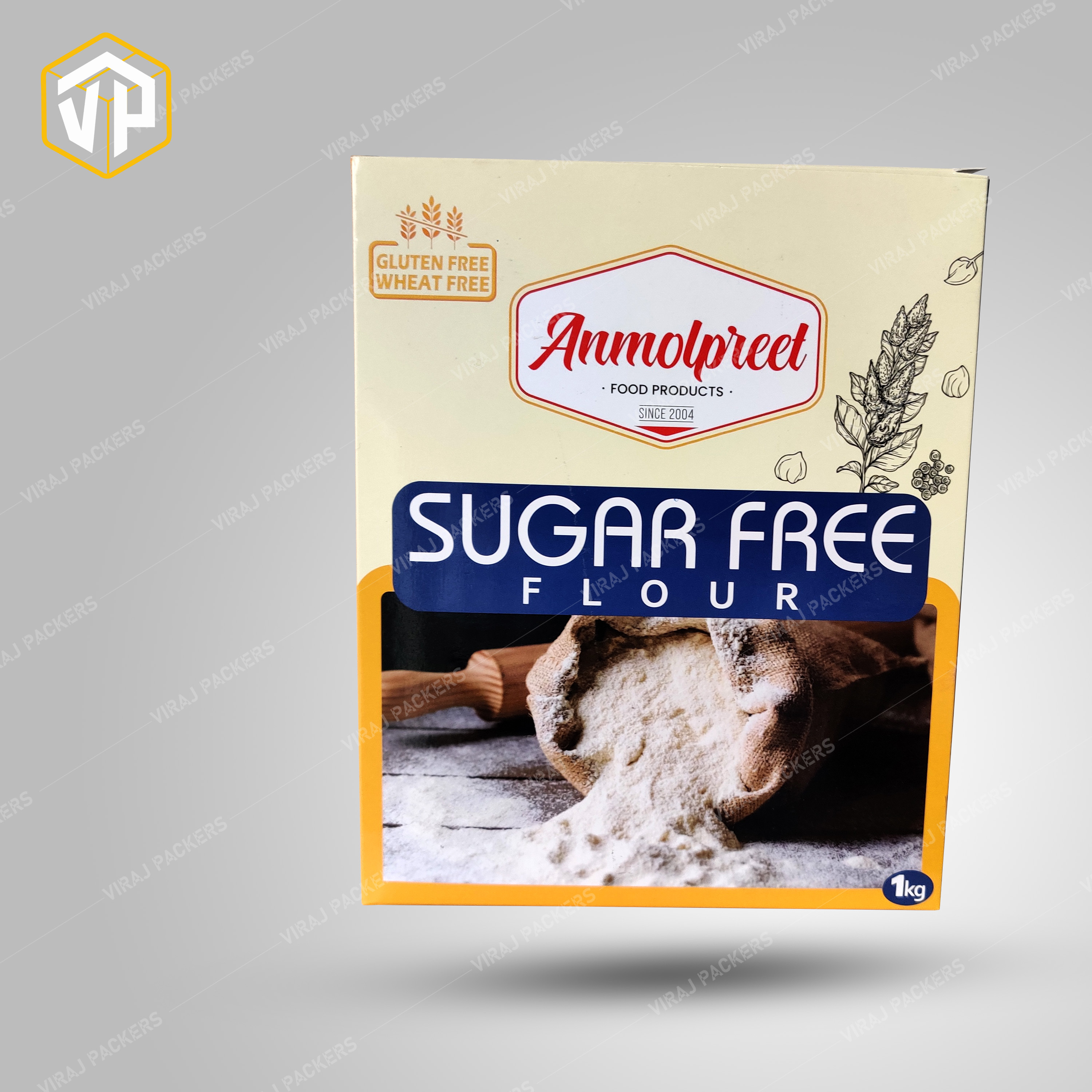 Flour Packaging Box Manufacturer - Paper Material 12x8x4 Inches Square Shape | Glossy Lamination Uv Offset Printing Eco-friendly Customizable Design