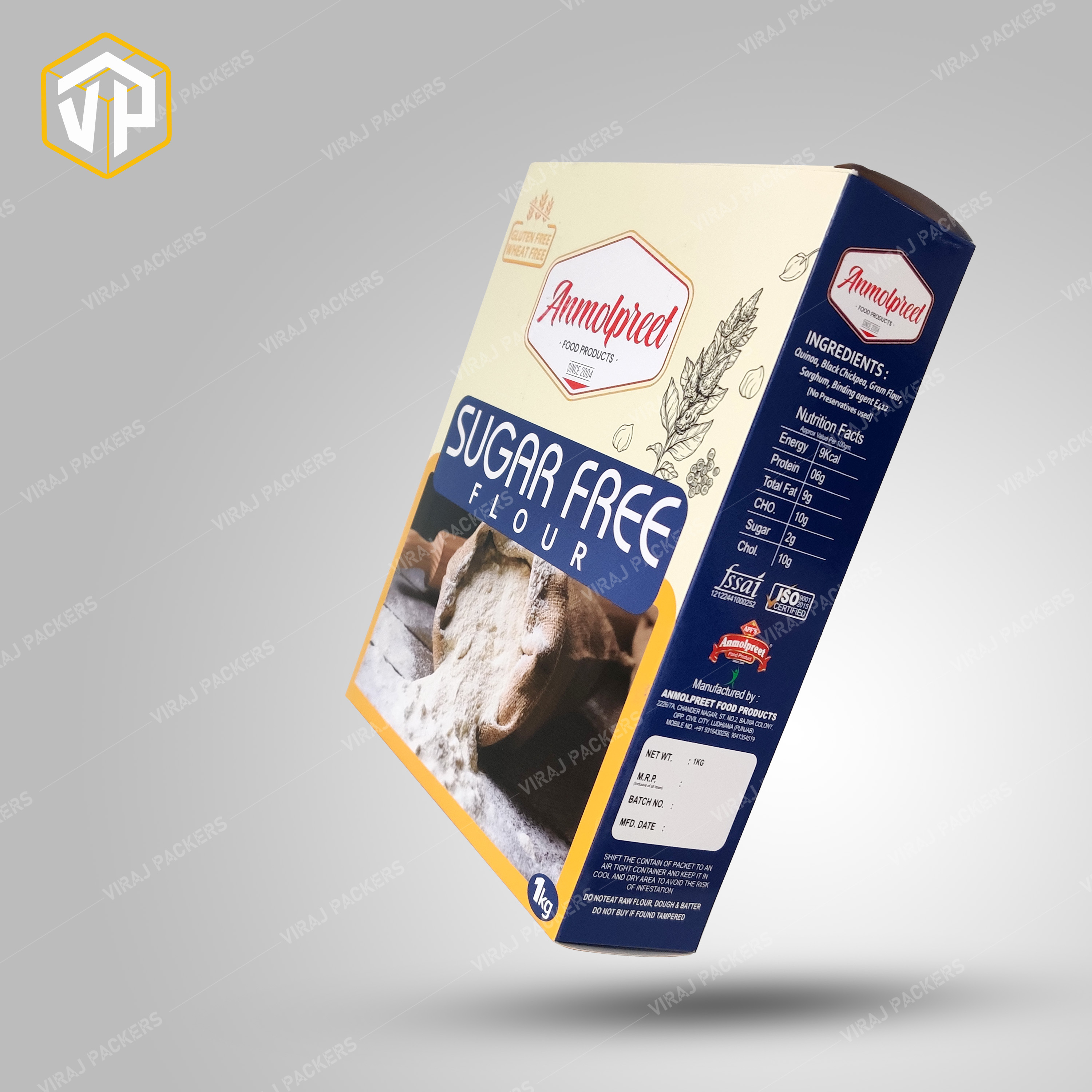 Flour Packaging Box Manufacturer - Paper Material 12x8x4 Inches Square Shape | Glossy Lamination Uv Offset Printing Eco-friendly Customizable Design