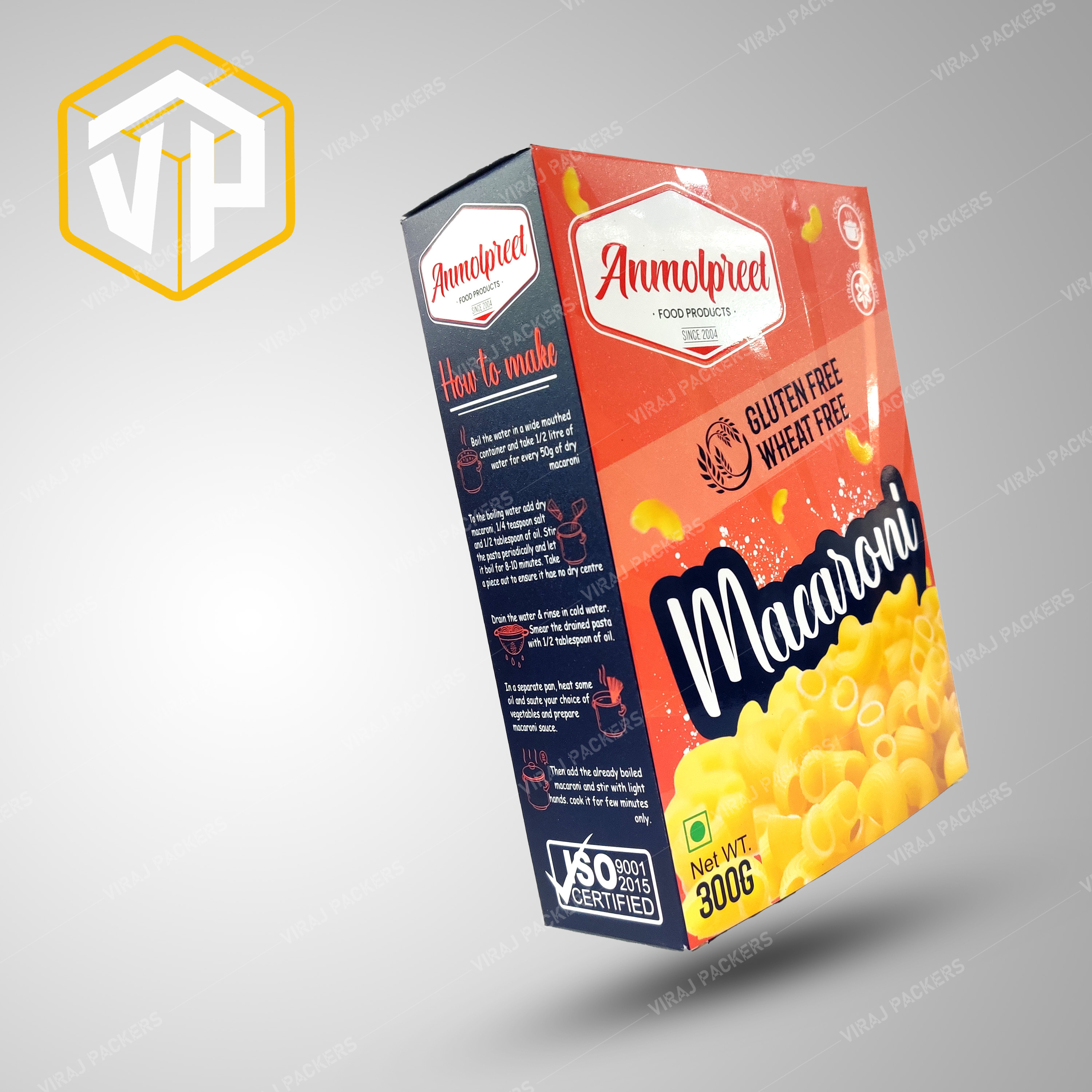Macaroni Customized Packaging Box Manufacturer - Food-grade Paper, Square Design, Glossy Lamination, Uv Offset Printing, Eco-friendly Features