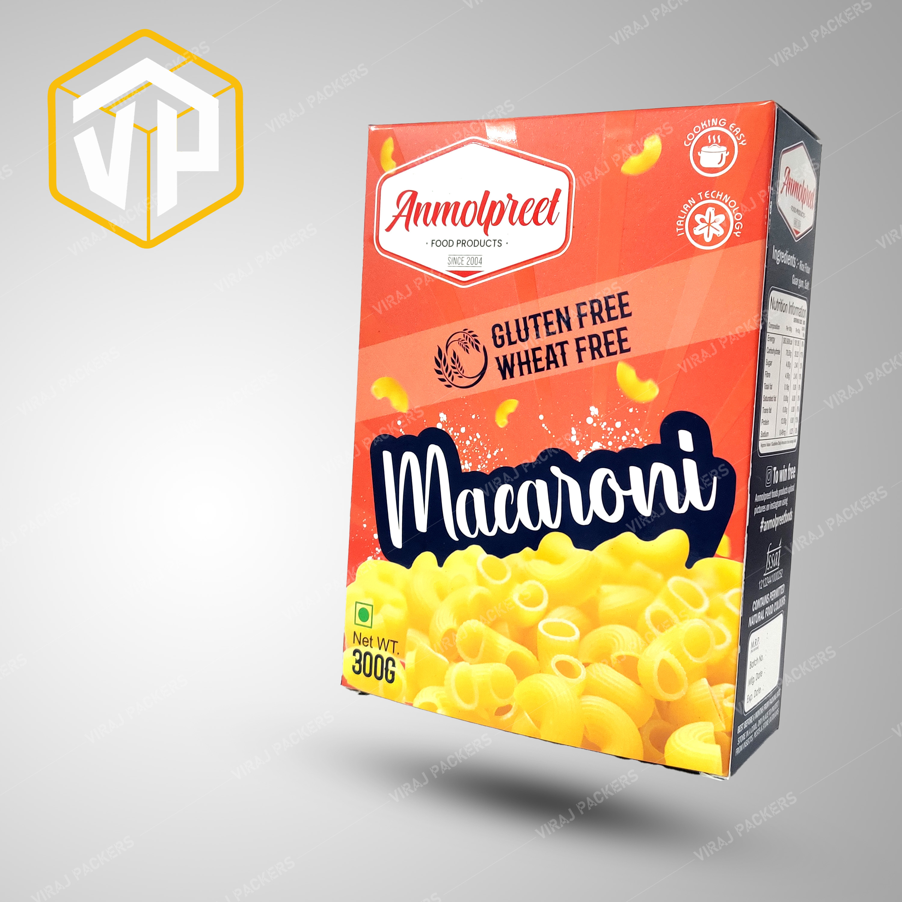 Macaroni Customized Packaging Box Manufacturer - Food-grade Paper, Square Design, Glossy Lamination, Uv Offset Printing, Eco-friendly Features