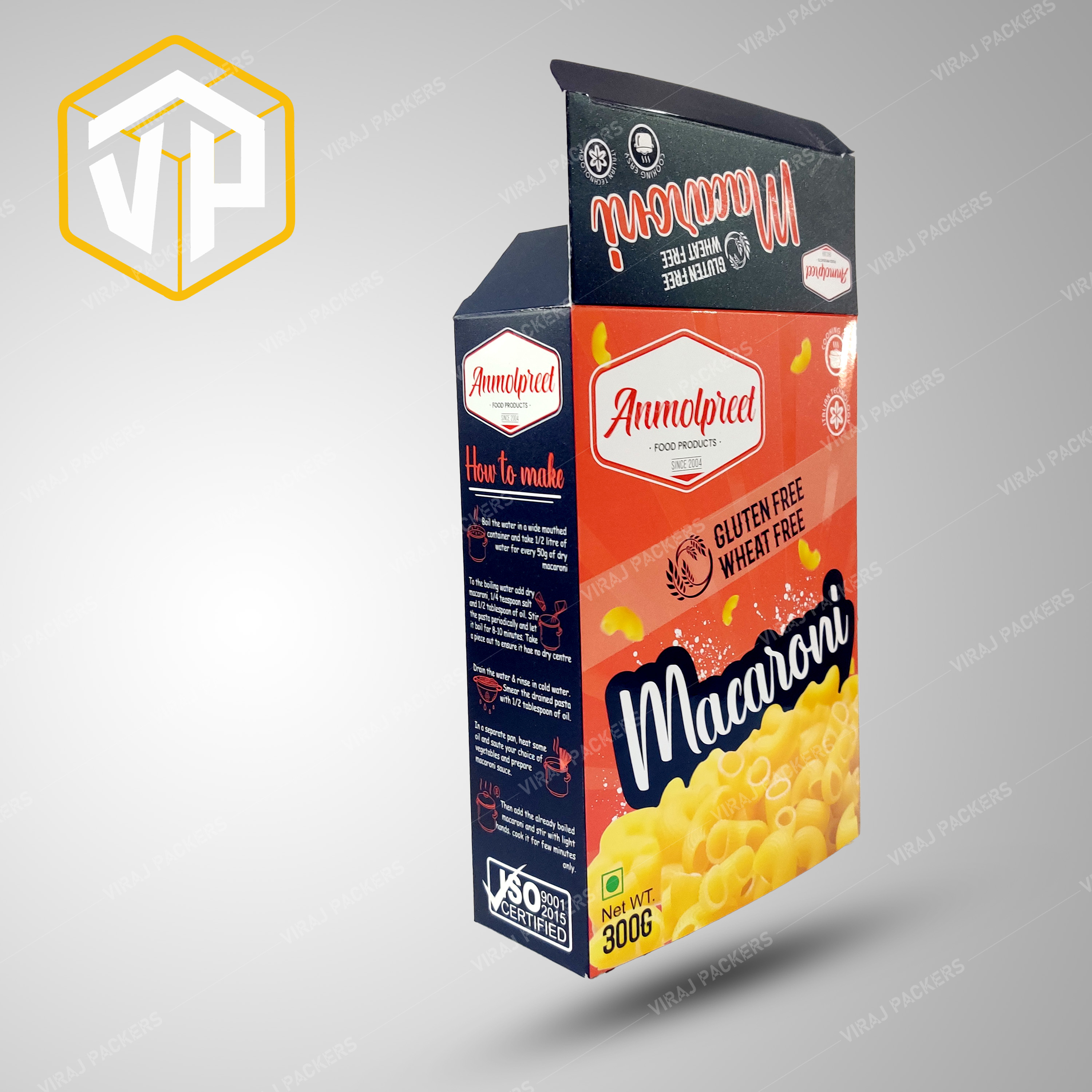 Macaroni Customized Packaging Box Manufacturer - Food-grade Paper, Square Design, Glossy Lamination, Uv Offset Printing, Eco-friendly Features