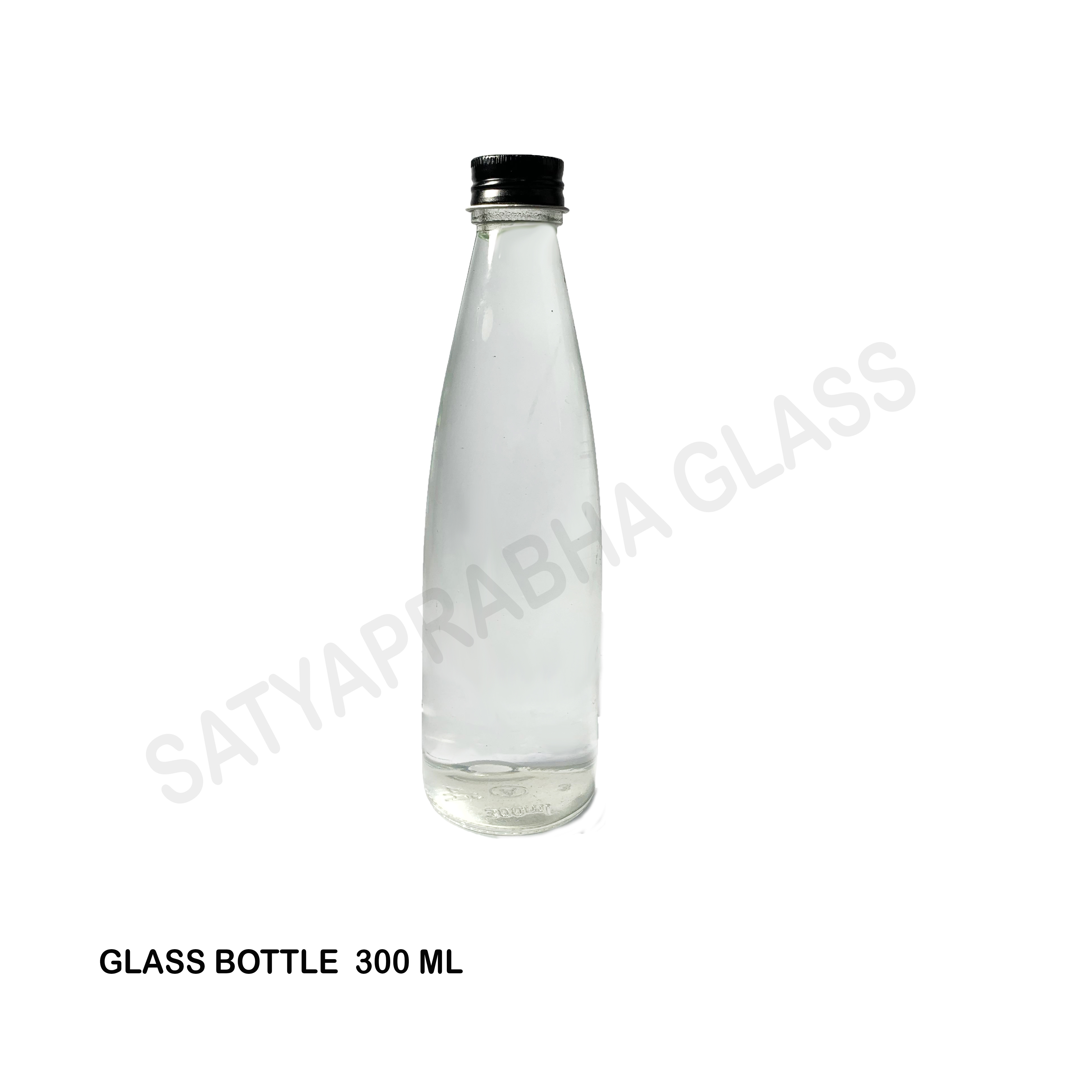 300 Ml Glass Bottle - 197 Mm Height, 59 Mm Diameter, Transparent Color | Screw Cap Sealing, Round Shape, Durable Glass Material