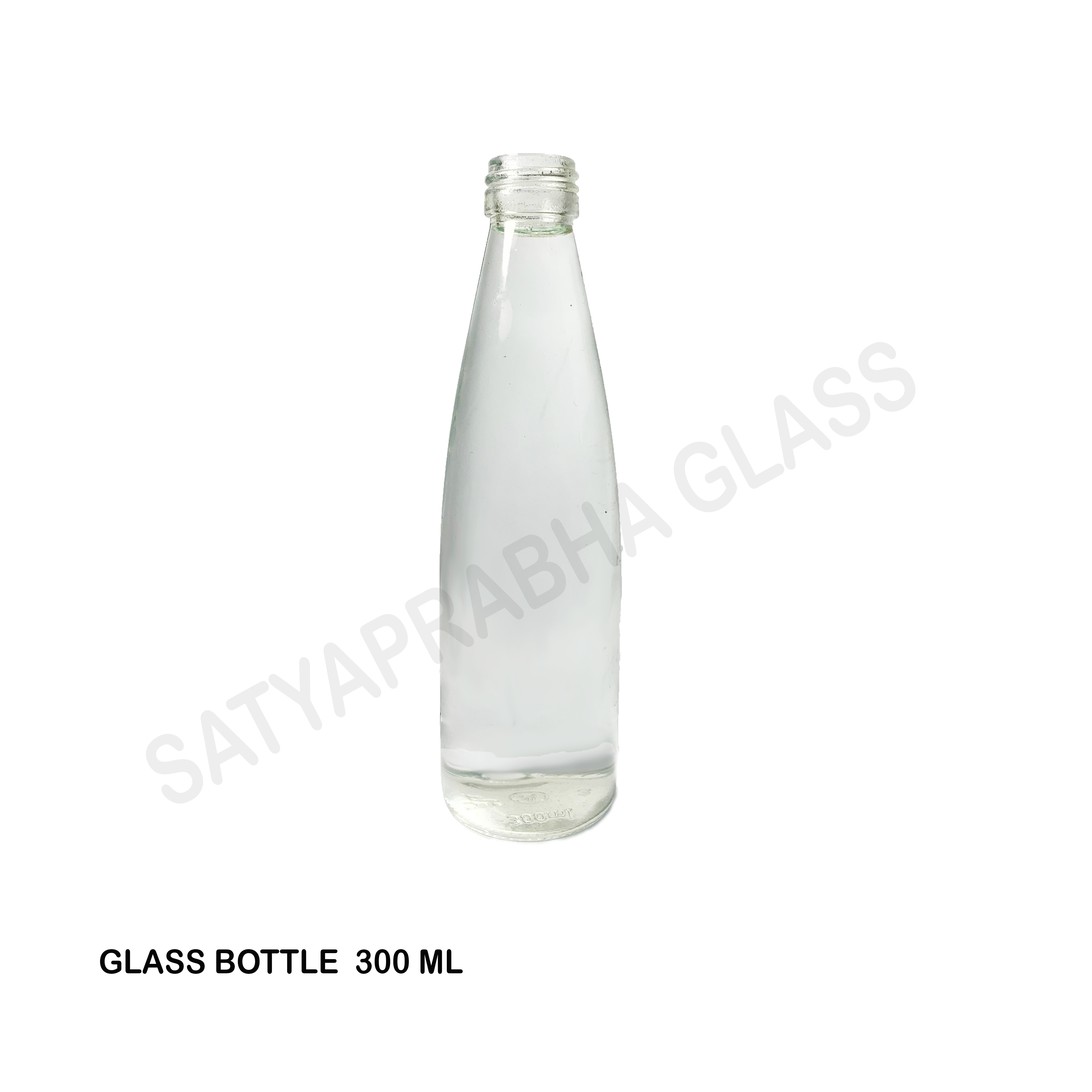300 Ml Glass Bottle - 197 Mm Height, 59 Mm Diameter, Transparent Color | Screw Cap Sealing, Round Shape, Durable Glass Material