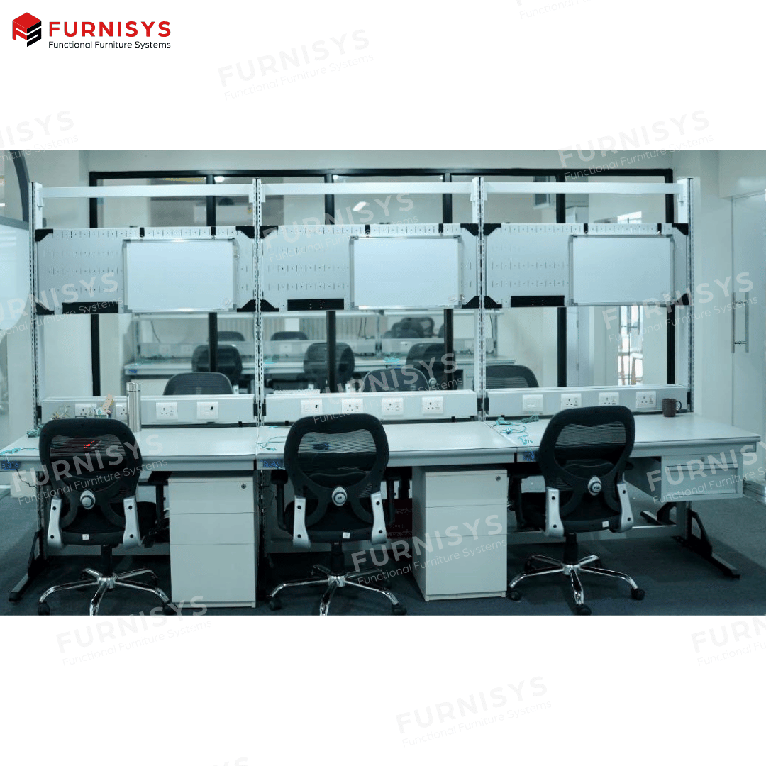 Mild Steel Assembly Workbench - 3-5 Feet Height, 5-8 Feet Width, Grey Color | Fabtech Laboratory Furniture With 1 Year Warranty, Machine Cutting Technology, 50-450 Kg Loading Capacity