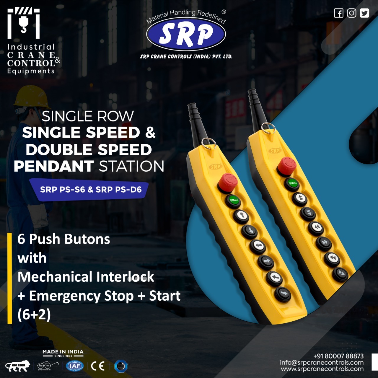 8 Push Button Pendant Station Double Speed Srp Ps-d8