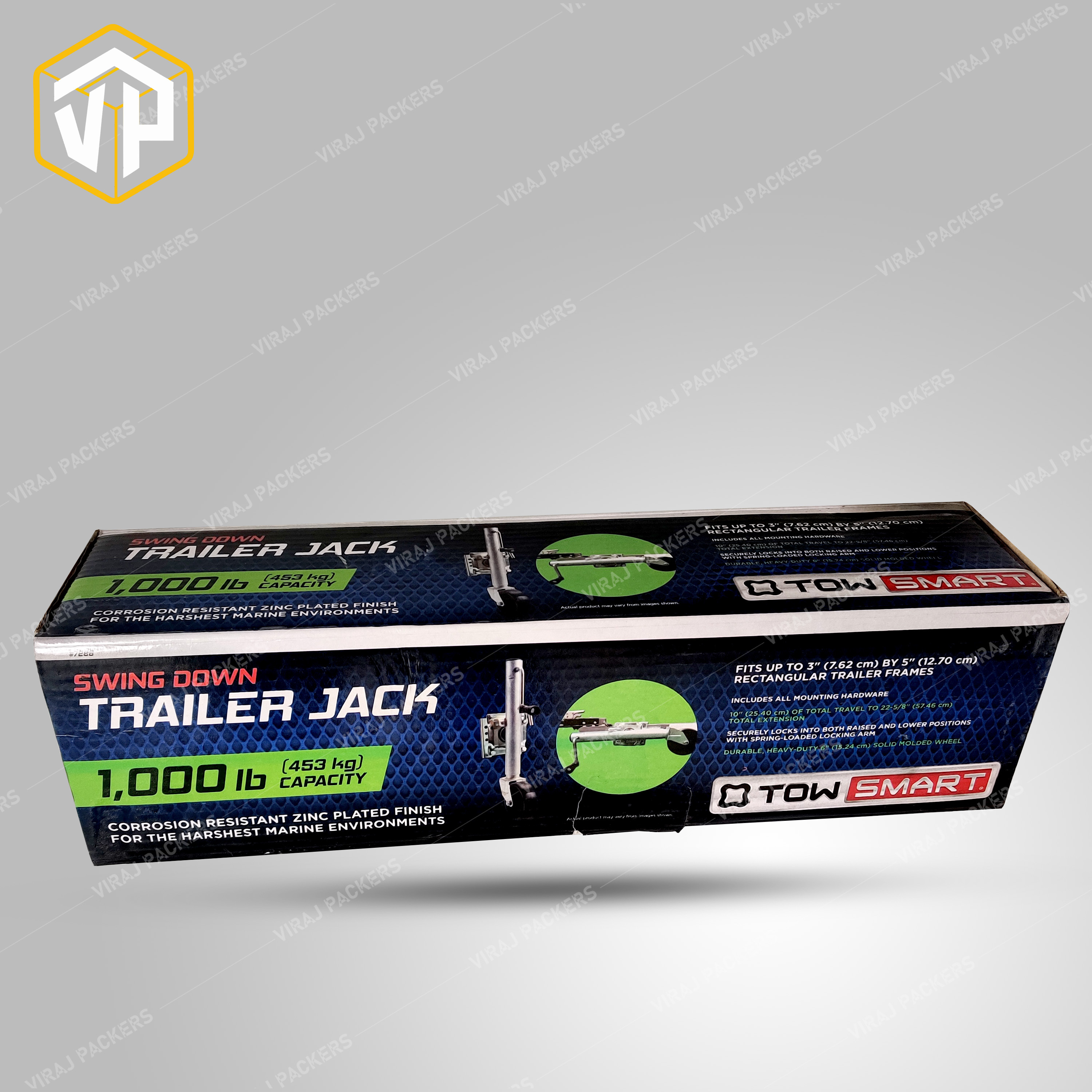 Customized Trailer Jack Packaging Boxes Manufacturer - Heavy-duty Paperboard, 20x8x8 Inches, Glossy Lamination, Uv Offset Printing, Eco-friendly Design, Custom Inserts