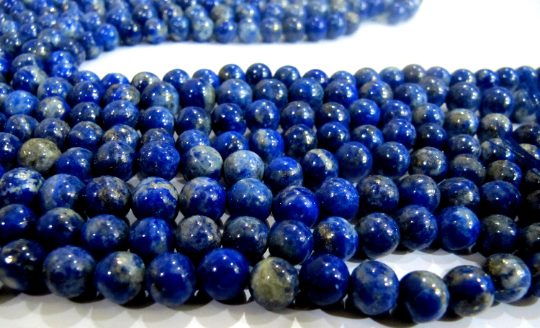 Natural Lapis Lazuli Round Shape Plain 7mm Beads Strand 13 Inches Long - Beads Colour: Blue