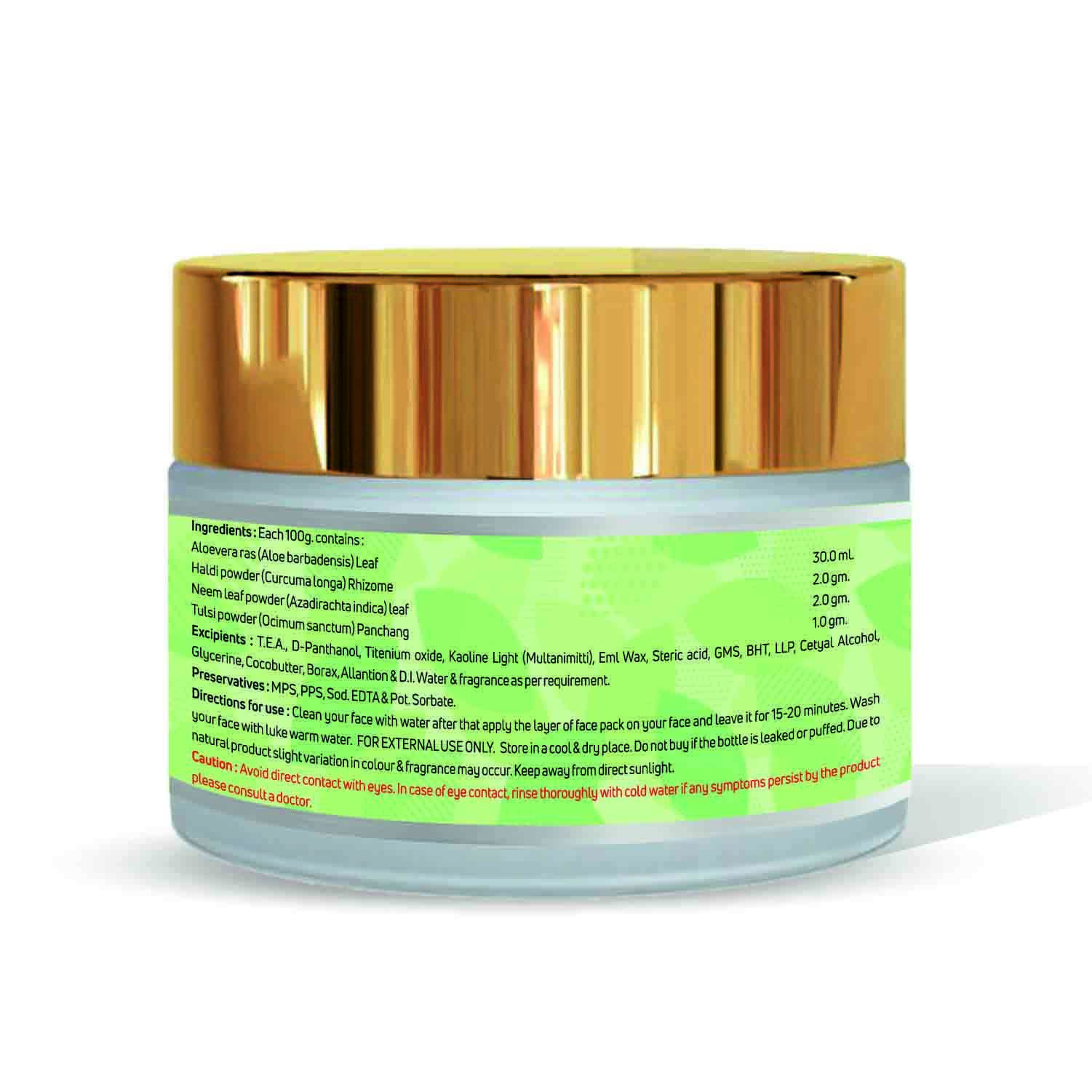 Herbal Face Pack - Aloevera Neem Haldi Tulsi Blend | Natural Skin Nourishment, Anti-aging Formula, Deep Cleansing Properties