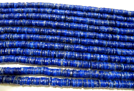 Natural Lapis Lazuli Tyre Shape Rondelle Plain 7-8mm Beads Strand 8''long - Beads Colour: Blue