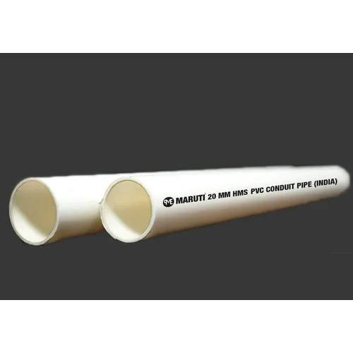20mm HMS PVC Conduit Pipe - Seamless Round Design, Ivory Color, 20 Millimeter Diameter, Warranty Included for Reliable Electrical Protection