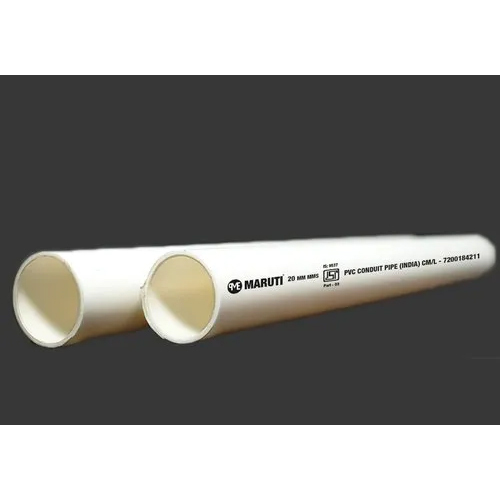PVC Rigid Electrical Conduits Pipe - Seamless PVC , 3 Meter Length, 25 Millimeter Diameter, White Round Design, Warranty Included