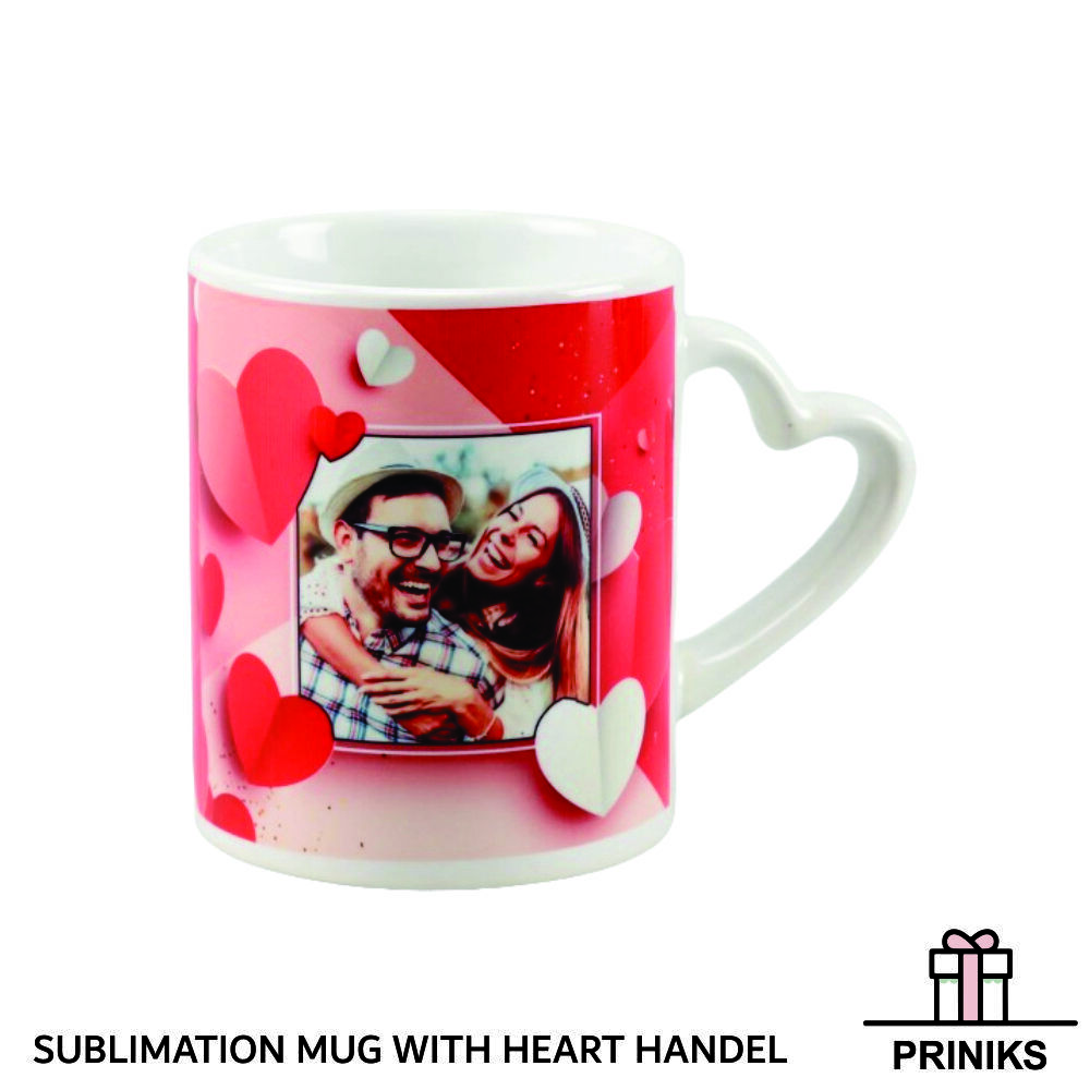 Heart Handle White Ceramic Mug - 11 Oz Capacity, 3.25 Inch Diameter, 3.75 Inch Height | Dishwasher Safe, Microwave & Oven Safe, Bpa Free, Environmentally Friendly, Reusable