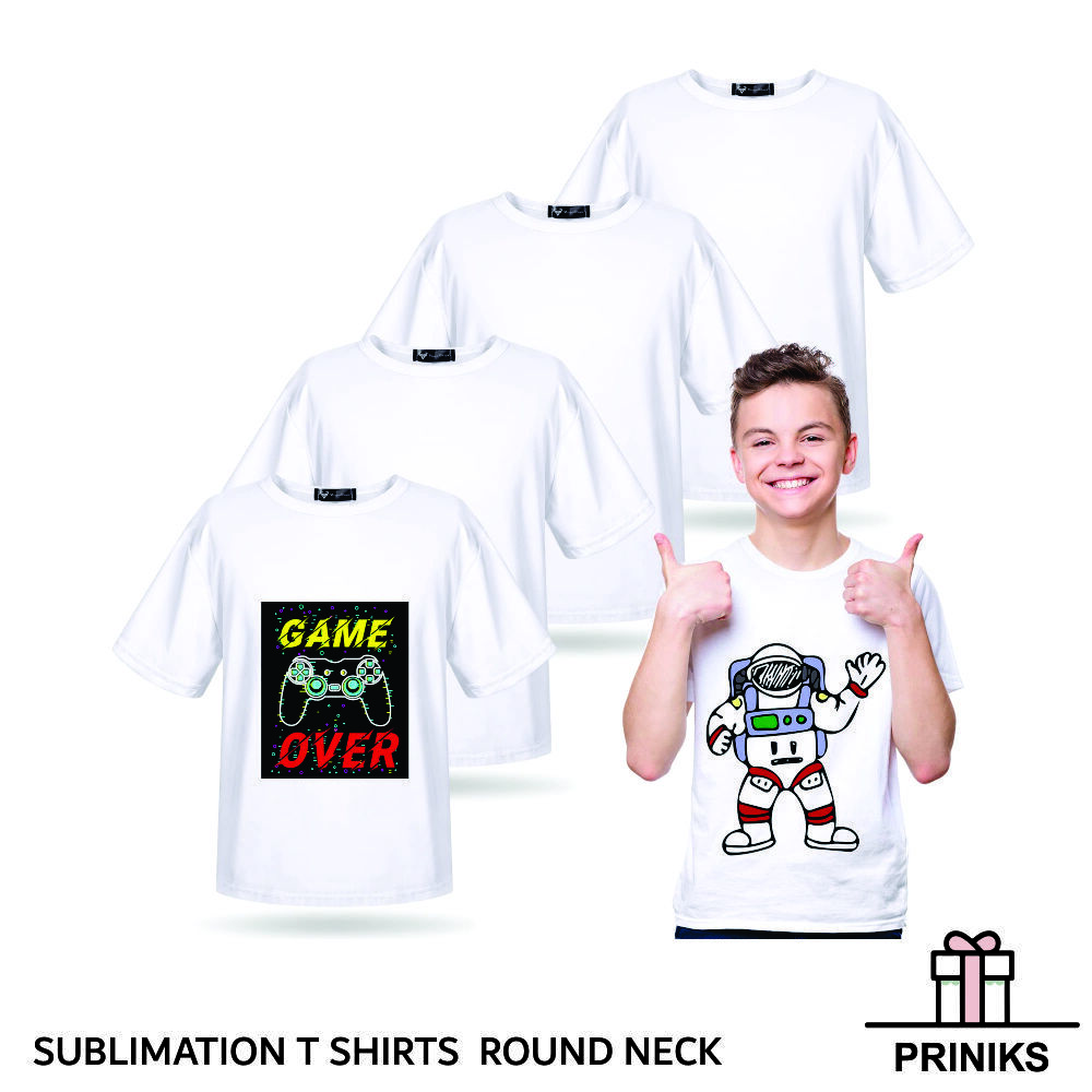 Sublimation T Shirts Round Neck - Polyester, A4 Print Size (10.5x7.75 Inch) , Many Colors Available, Sizes S-xxl, Ideal For Promotional And Corporate Use