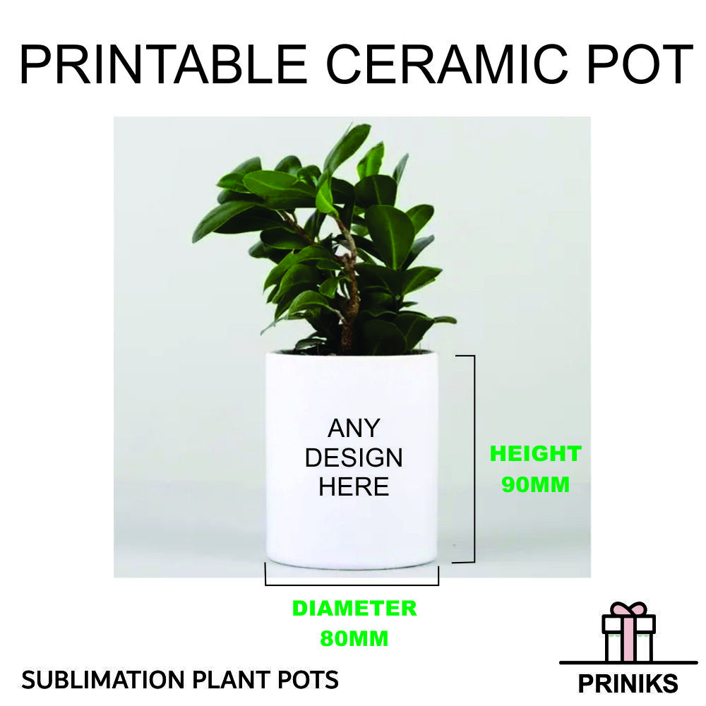 Sublimation Plant Pots - Ceramic, Cylindrical, White | Durable, Lightweight, Customizable, Versatile, Drainage Holes, Sublimation-ready