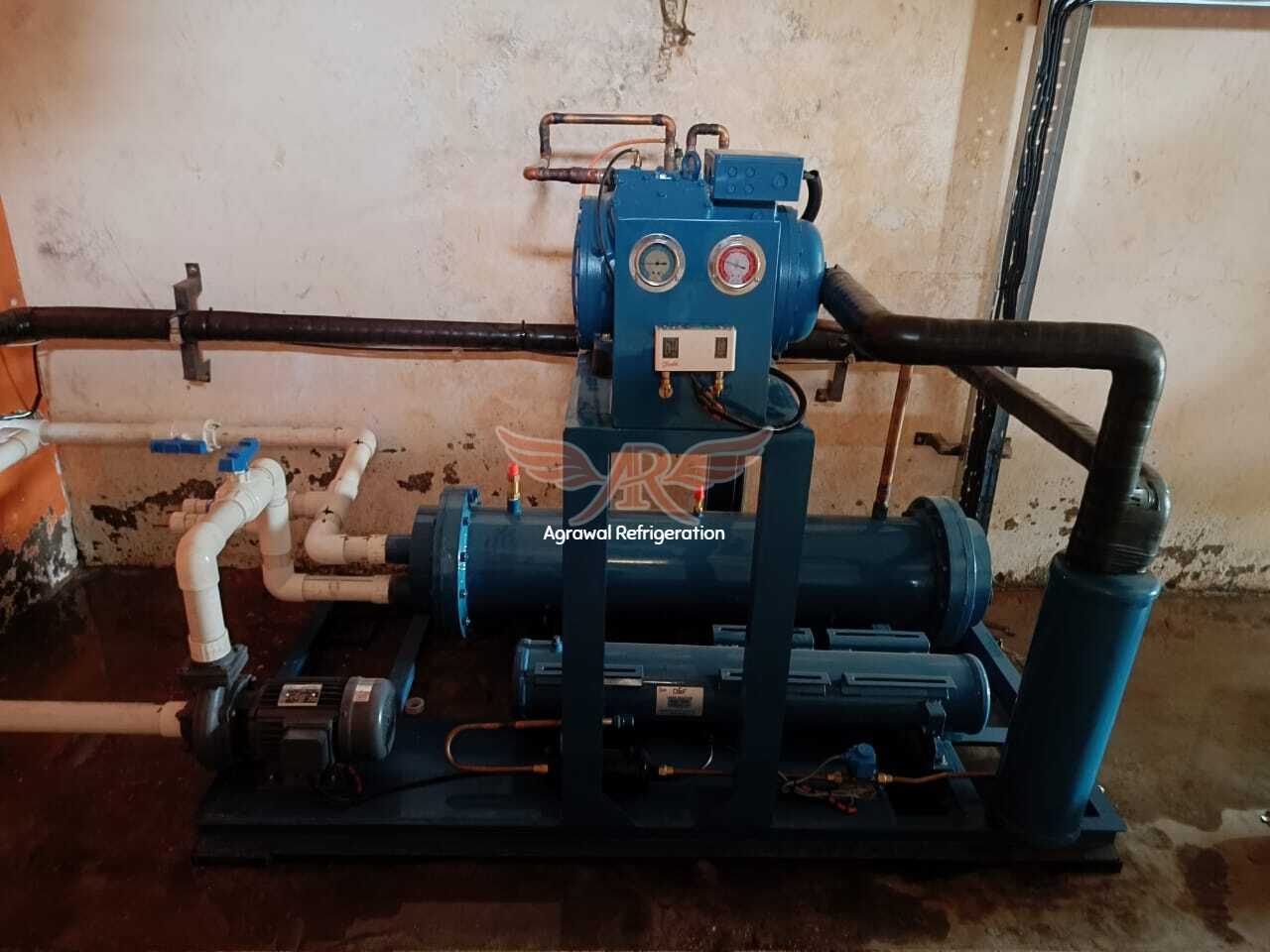 4 Ton Water Cooled Ice Plant - Mild Steel, 900 Sqft Dimensions, 23 Hp Power | Automatic Control System, 440 Volt Voltage, 1 Year Warranty