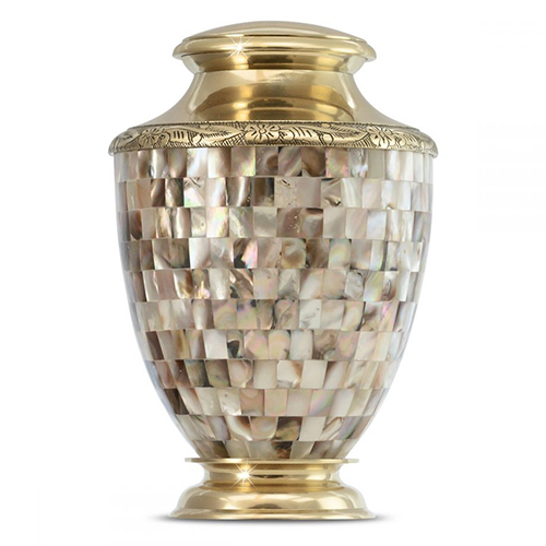 Abalone Brass Cremation Urn For Ashes - Finishing: Polishing