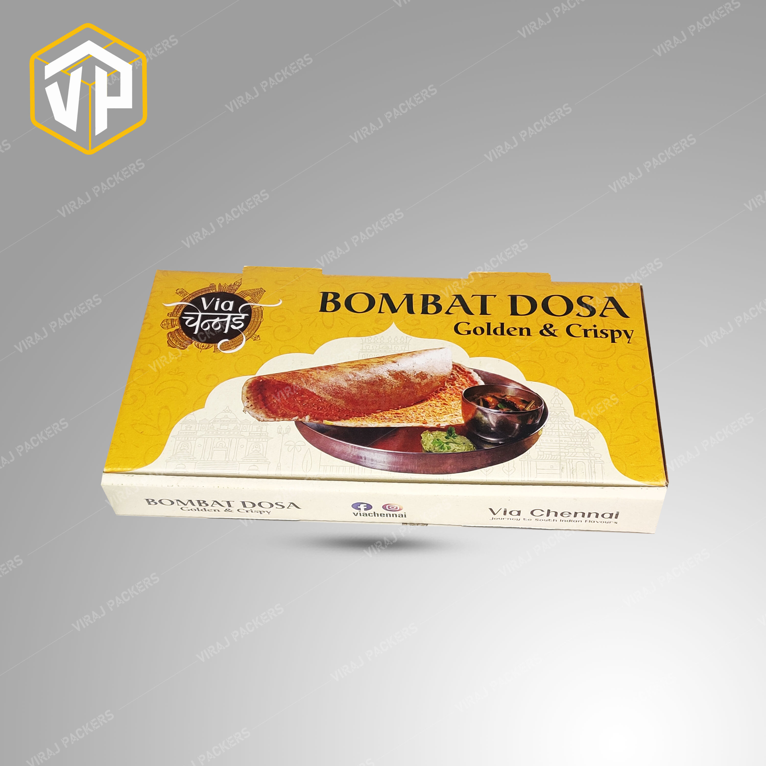 Customized Dosa Packaging Boxes Manufacturer - Eco-friendly Kraft Paper, Customized Sizes, Rectangular Shape, Glossy Lamination | Vibrant Designs, Grease-resistant, Secure Closures, Custom Inserts