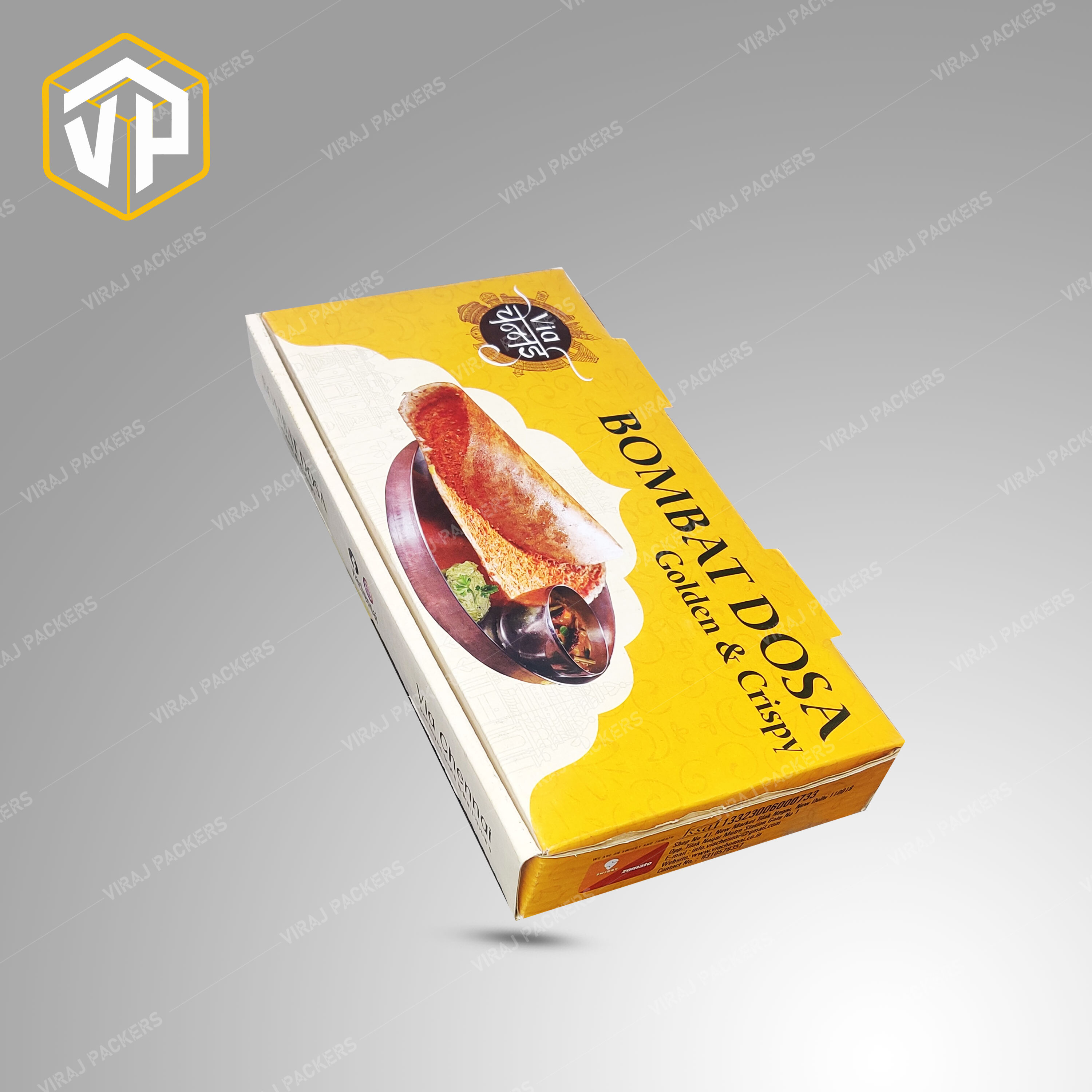 Customized Dosa Packaging Boxes Manufacturer - Eco-friendly Kraft Paper, Customized Sizes, Rectangular Shape, Glossy Lamination | Vibrant Designs, Grease-resistant, Secure Closures, Custom Inserts