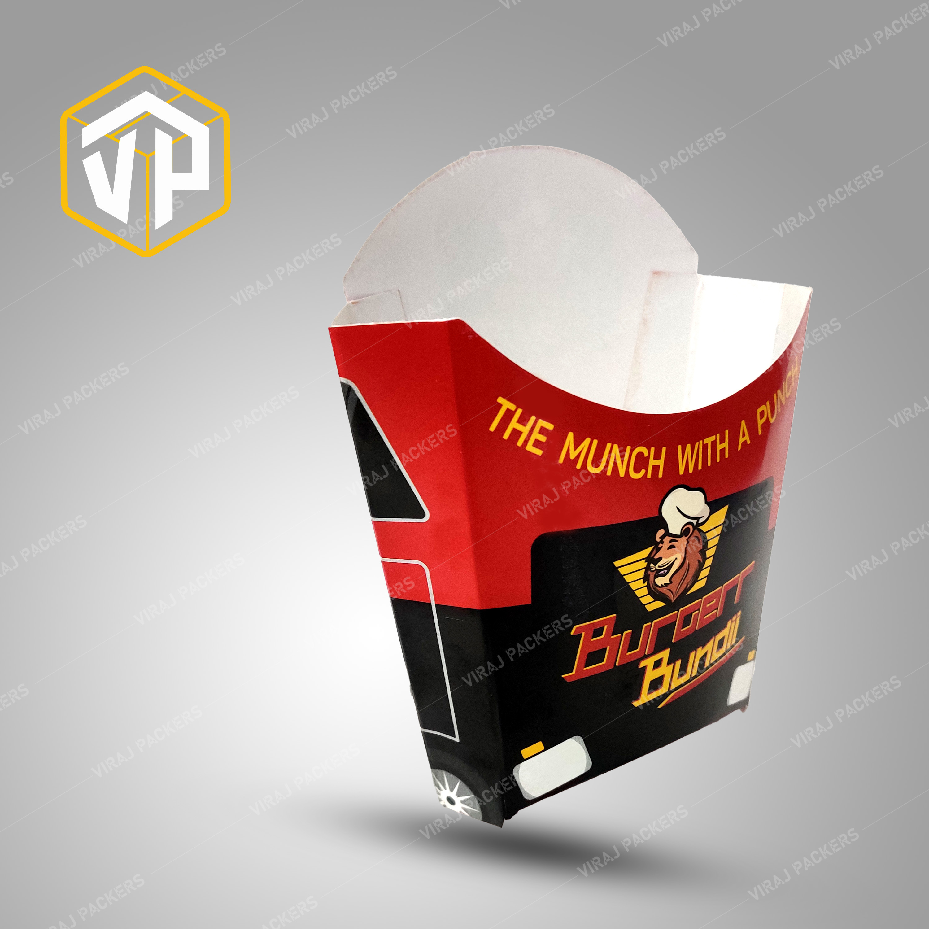 Customized Fries Packaging Boxes Manufacturer - Paper, Customized Size, Glossy Lamination | Eco-friendly, Grease-resistant, Branding Options