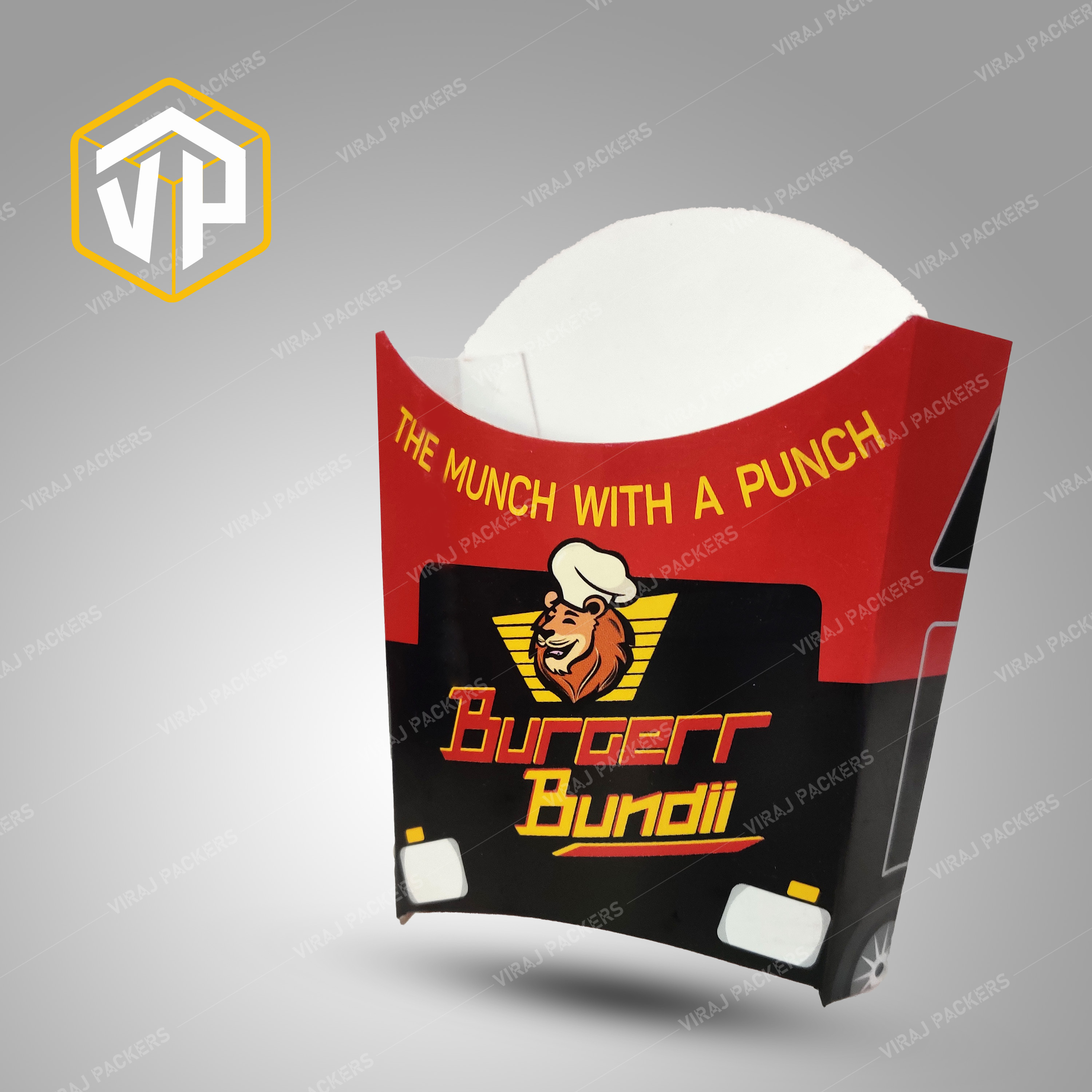 Customized Fries Packaging Boxes Manufacturer - Paper, Customized Size, Glossy Lamination | Eco-friendly, Grease-resistant, Branding Options