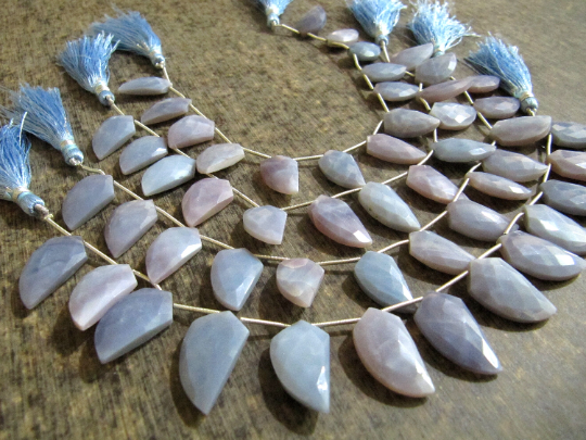 Natural Lavender Opal Mango Shape Beads 10x20mm Strand 9 Inches Long - Material: Stone