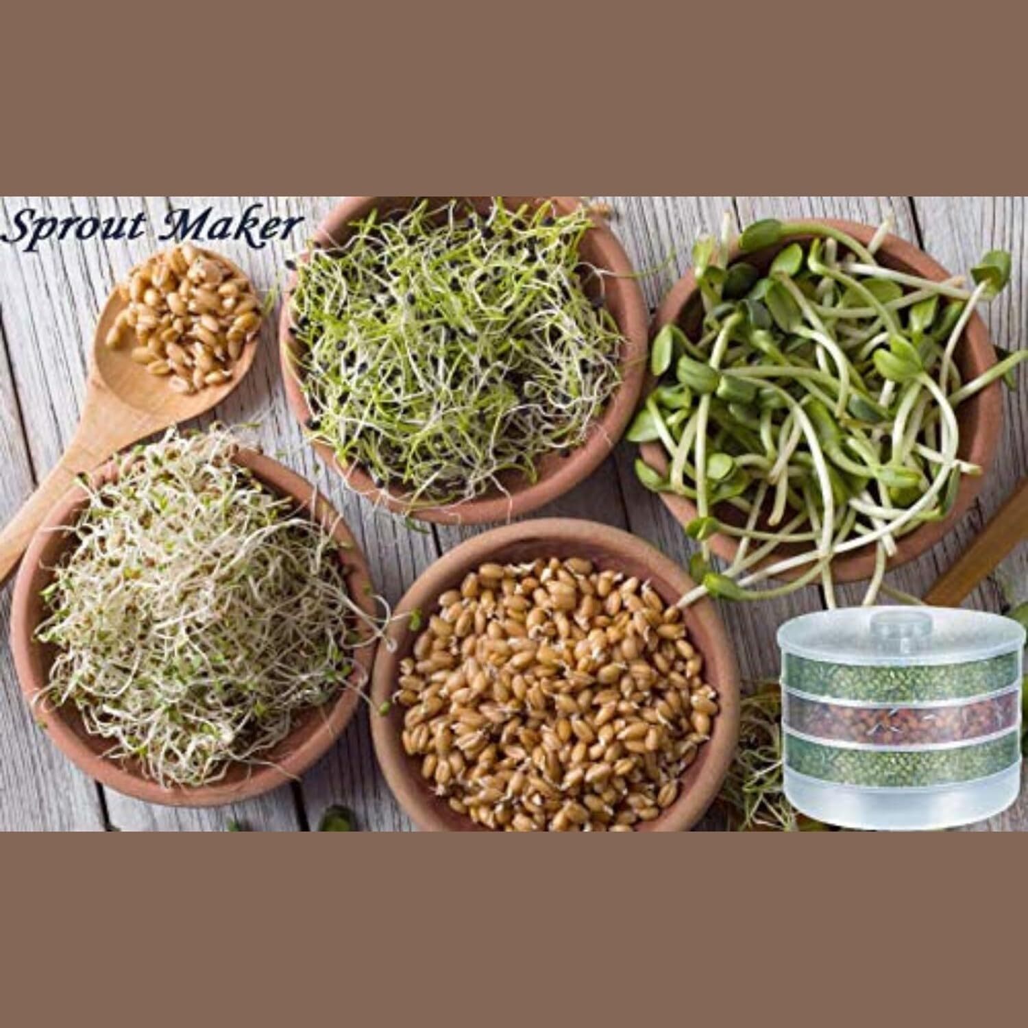 Sprout Maker 4 Layer - Plastic, 10x10x1.5 Cm, Multicolour | Hygienic Airtight Design With 4 Containers For Organic Home Sprouting