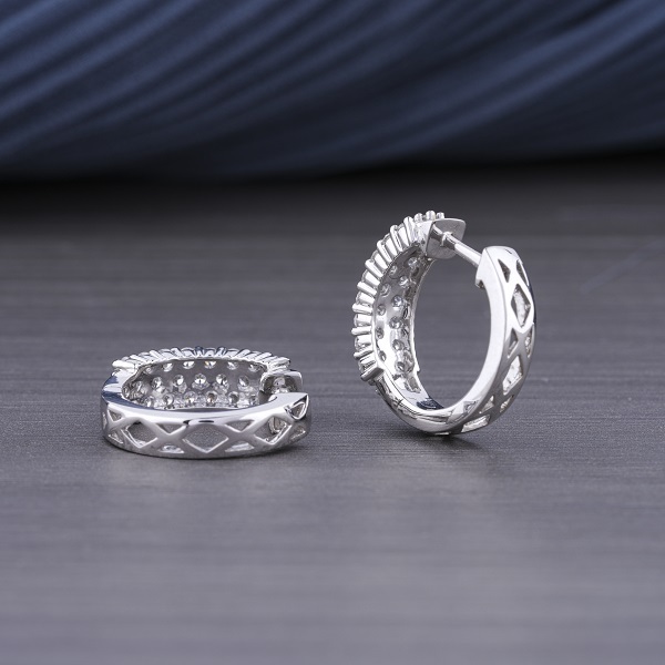 Round Lab-grown Diamond Earing 14kt White Gold 1.01ct -Ecer00089 - Diamond Carat Weight: 1.01 Carat