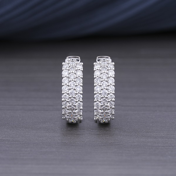 Round Lab-grown Diamond Earing 14kt White Gold 1.01ct -Ecer00089 - Diamond Carat Weight: 1.01 Carat