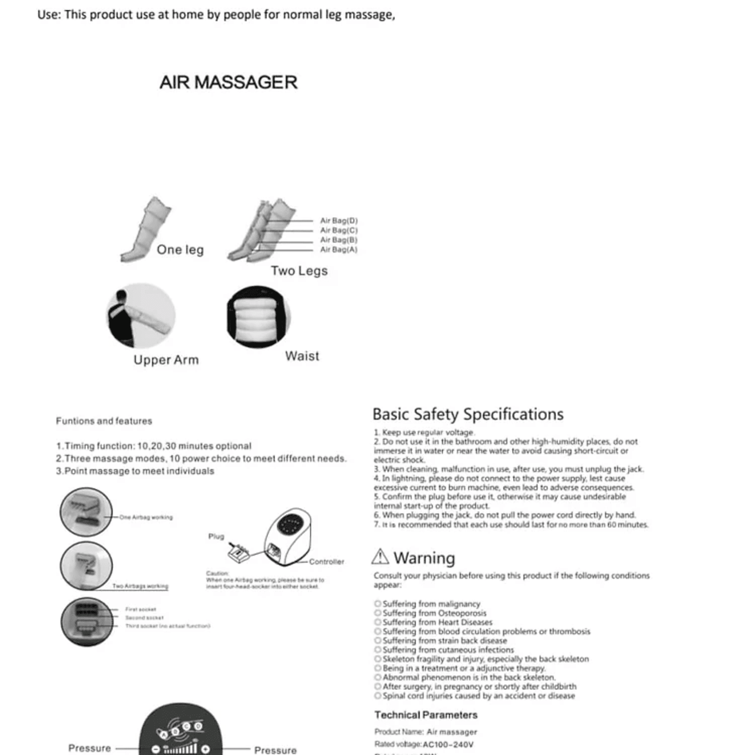 Plastics Abs Portable Lymphedema Dvt Sequential Therapy Pump - Age Group: Adults