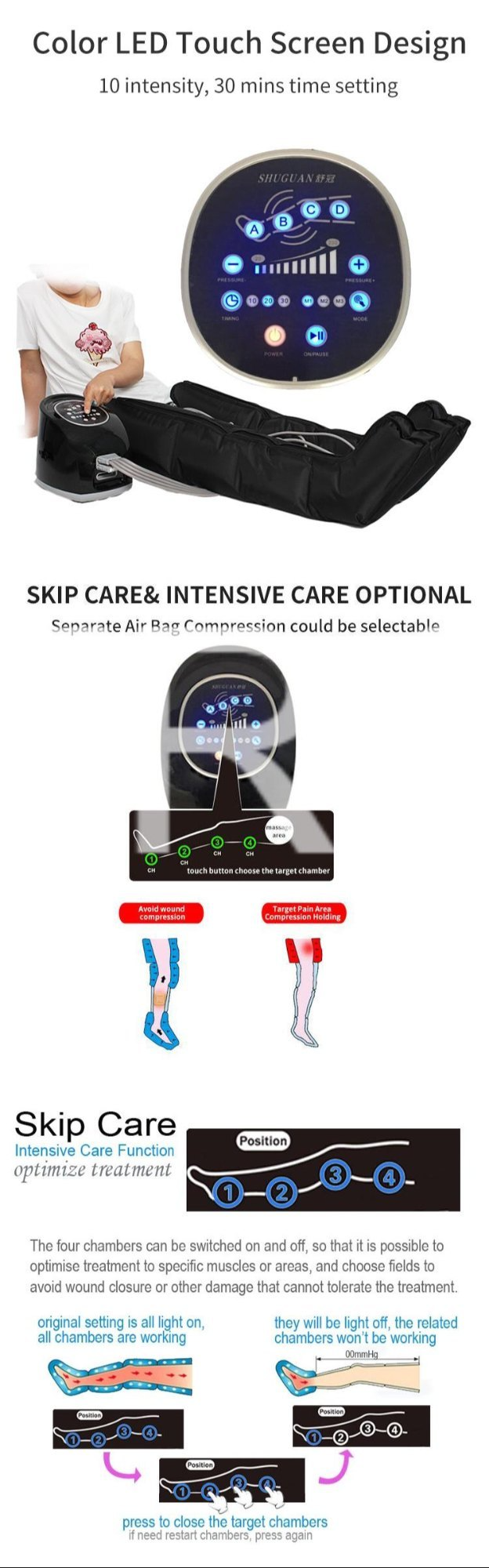 Plastics Abs Exercise Equipment Scd Machine Sequential Compression Device