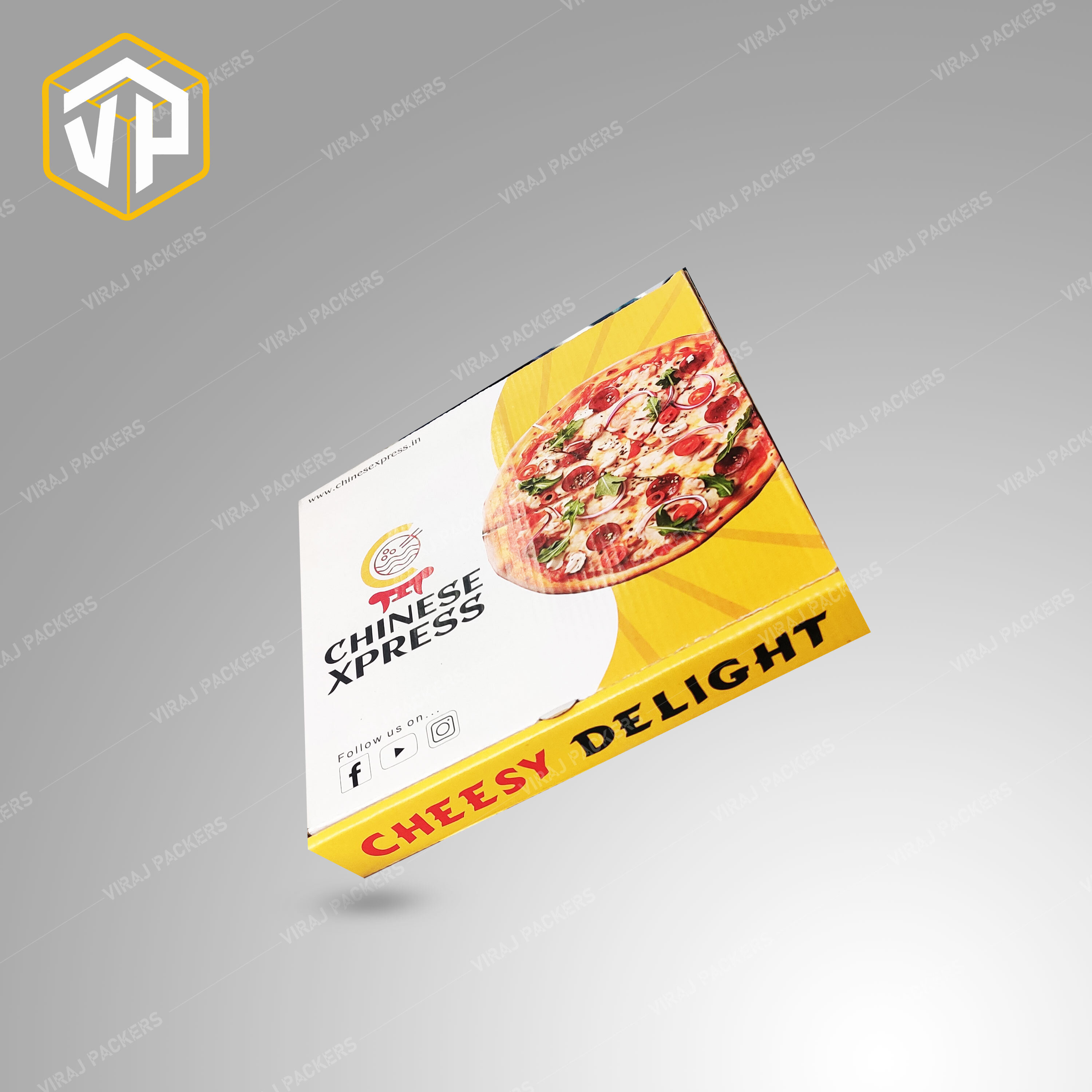 Pizza Packaging Box 10" - Recyclable Cardboard, Grease-resistant Coating, Secure Tab-lock Closure, Ventilation Holes For Crisp Crust, Glossy Lamination