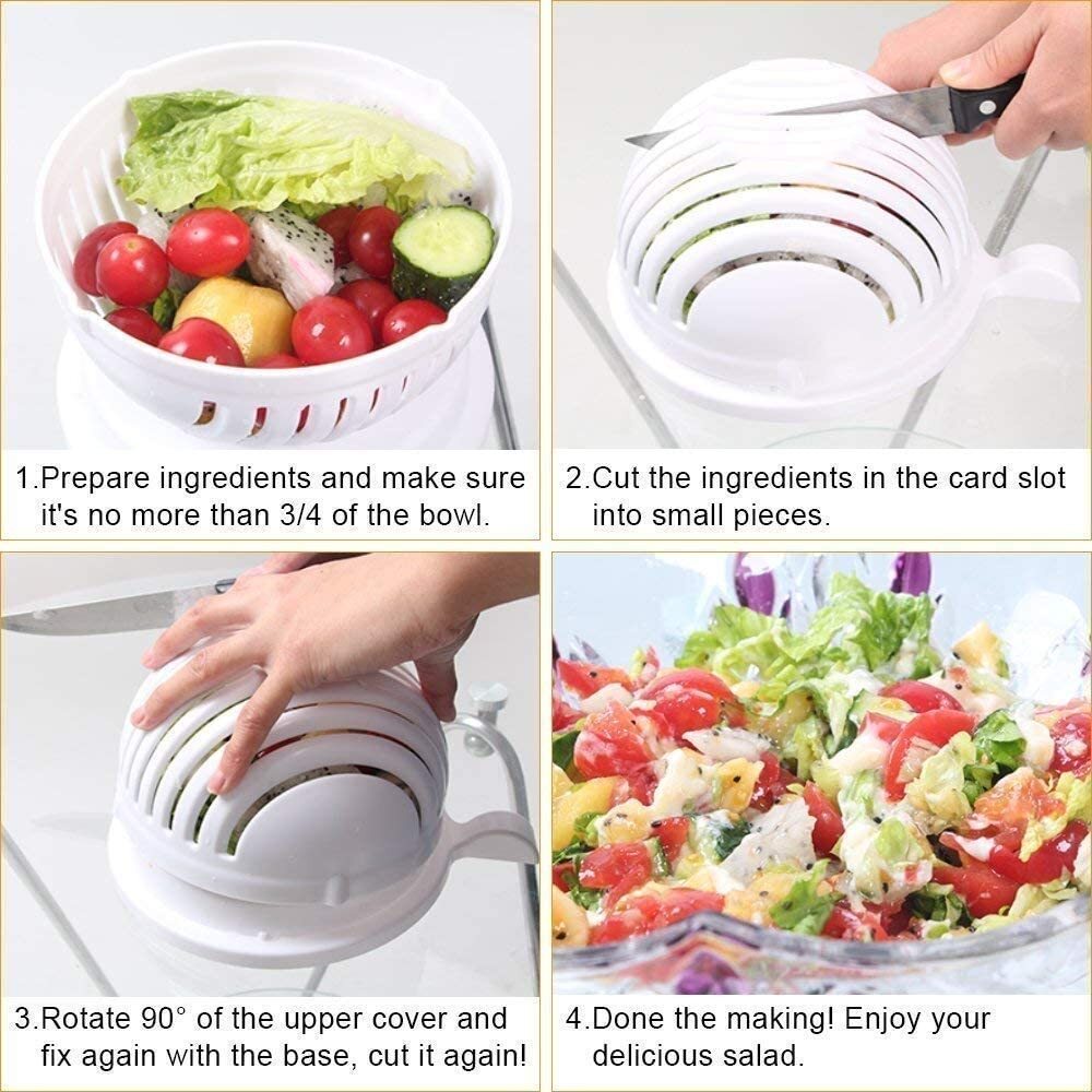 Vegetable Cutting And Washer - Pp Plastic, Multi-color | Easy To Use Salad Cutter Bowl For Quick Veggie And Fruit Preparation