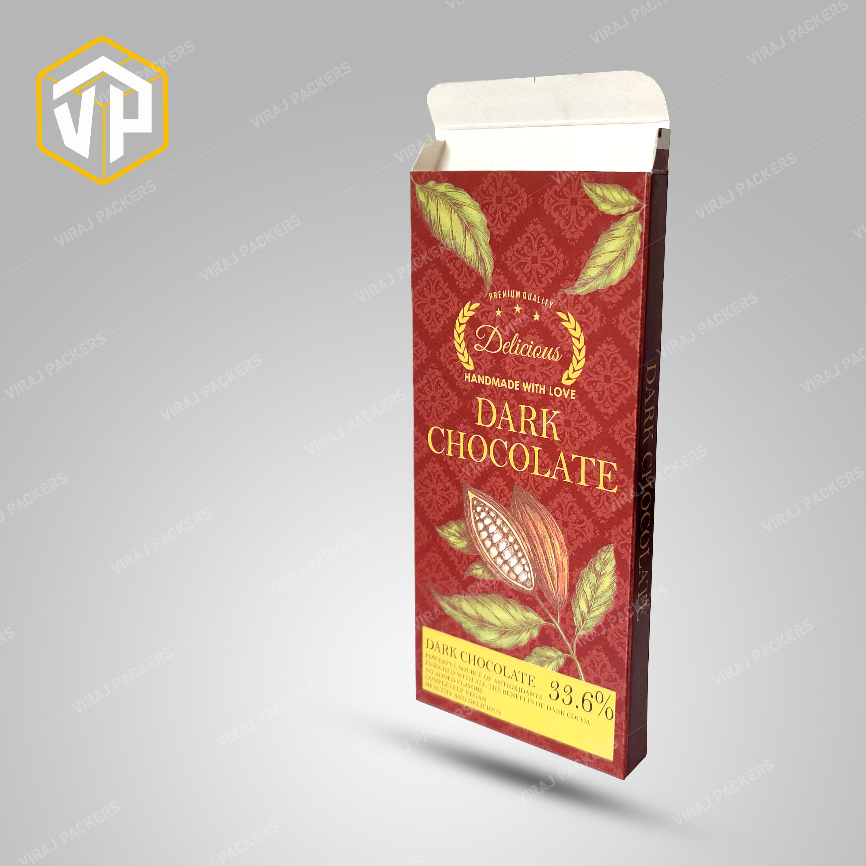 Chocolate Packaging Box - Paper Material, Customized Size, Glossy Finish | Secure Closure, Sleek Design, Lined Interior For Freshness