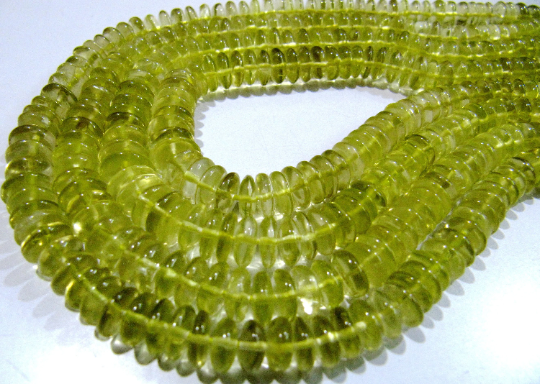 German Cut Natural Lemon Quartz German Cut 6-9mm Beads Strand 8 Inch Long