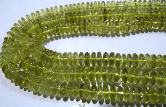 German Cut Natural Lemon Quartz German Cut 6-9mm Beads Strand 8 Inch Long