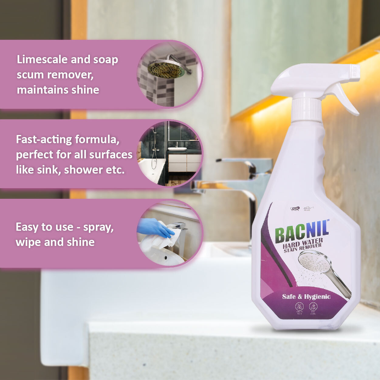 Bacnil Hard Water Stain Remover 500ml - Application: Industrial