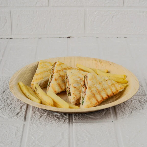 Areca Leaf Round Plate - 10 Inch, Beige Color, Disposable Material For Restaurants, Hotels, And Shops