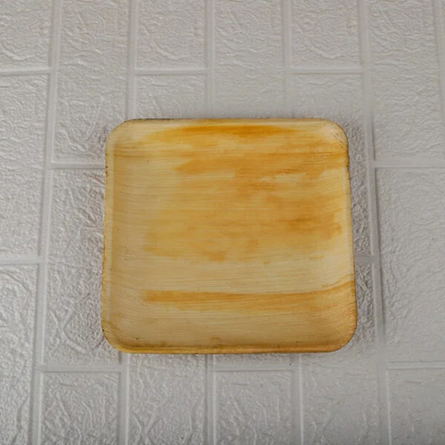 9 Inch Areca Leaf Square Plate - Areca Leaf Material, 9 Inch Size, Beige Color | Disposable Tableware For Restaurants, Hotels, And Shops
