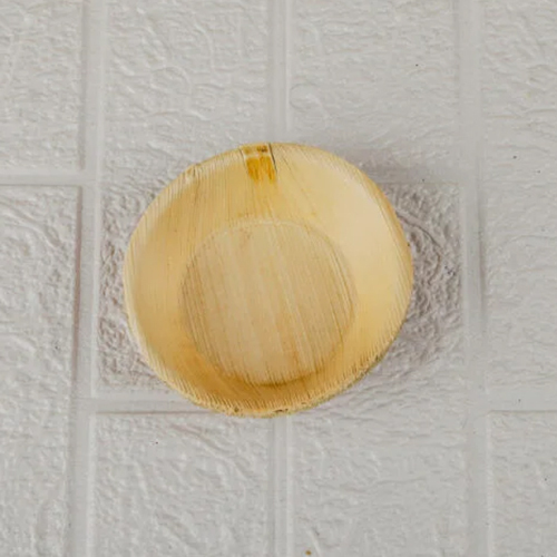 4 Inch Areca Leaf Round Deep Bowl - Color: Beige